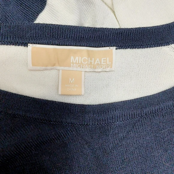 Michael Michael Kors Womens Navy & White Stripe Shoulder Zip Top Sz M - Picture 4 of 7
